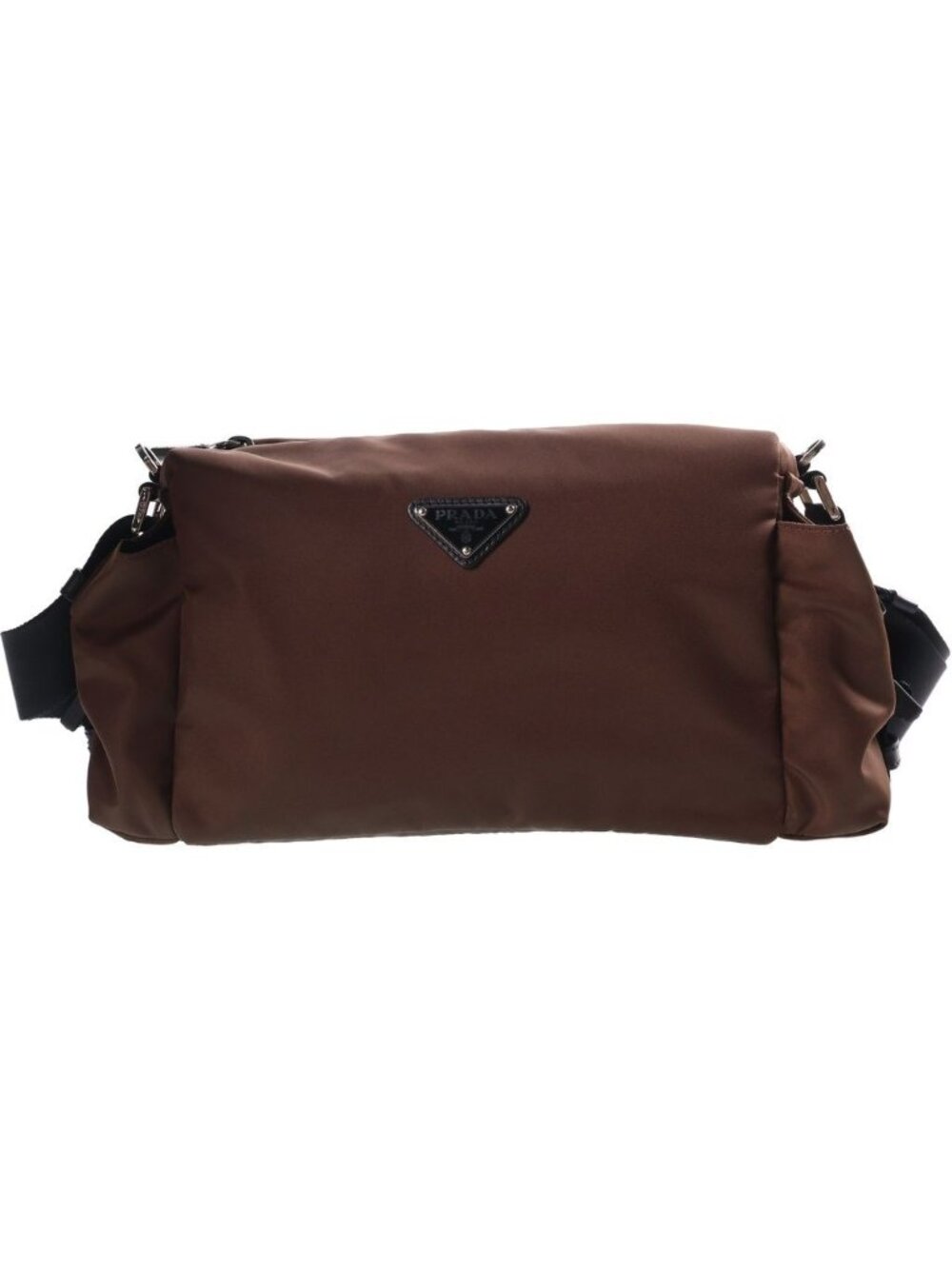 Prada Explorer Re-Nylon Bag Brown Nylon Leather Silver